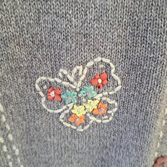 Vintage Women's Cotton Ramie Size Small Embroidered Floral Festival Sweater 3D - Picture 3 of 10